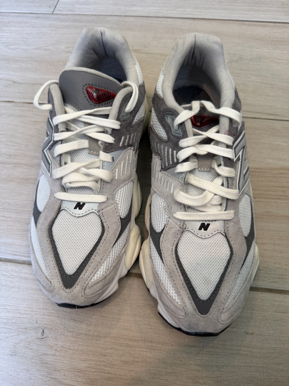 New Balance 9060 Gray & White Mesh Sneakers